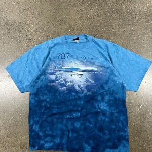 Vintage 90s/00s Liquid Blue Boeing 787 Dreamliner AOP T-Shirt (Size XL)